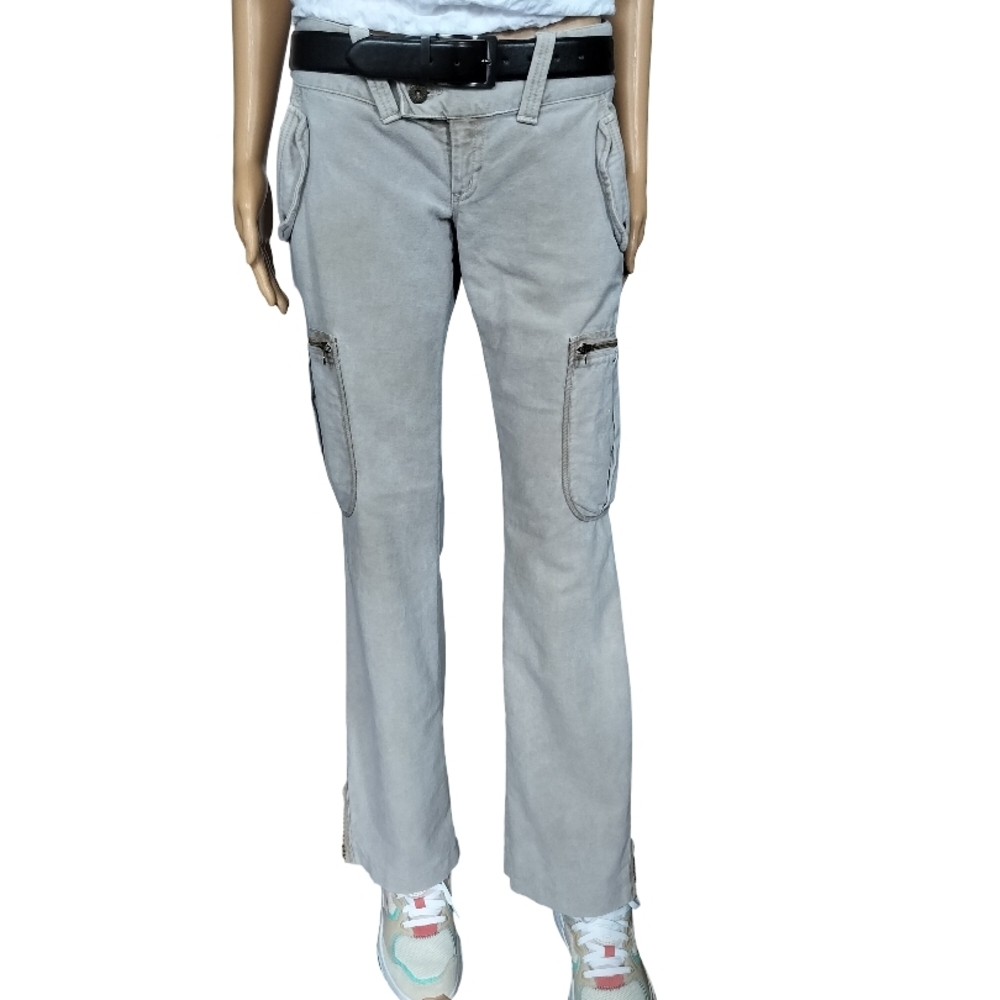 Women's Beige Corduroy Cargo Pants Size 2 - Picture 2 of 9